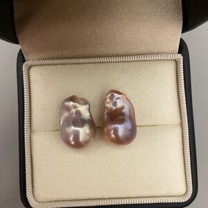 New Natural Baroque Pearl Earrings .